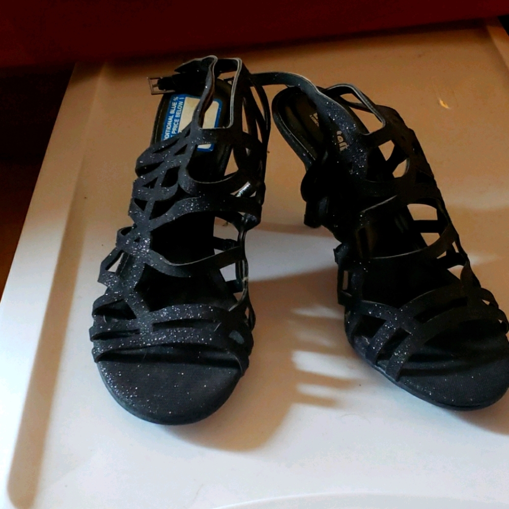 Black bohemian sandals with heels